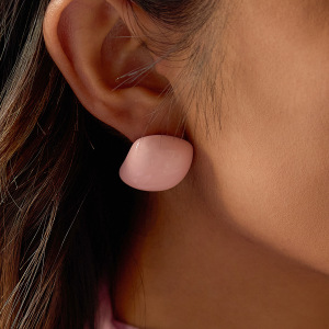Simple Series Sweet Solid Color Stainless Steel Waterproof Gold Color Women's Stud Earrings h5 Picture3