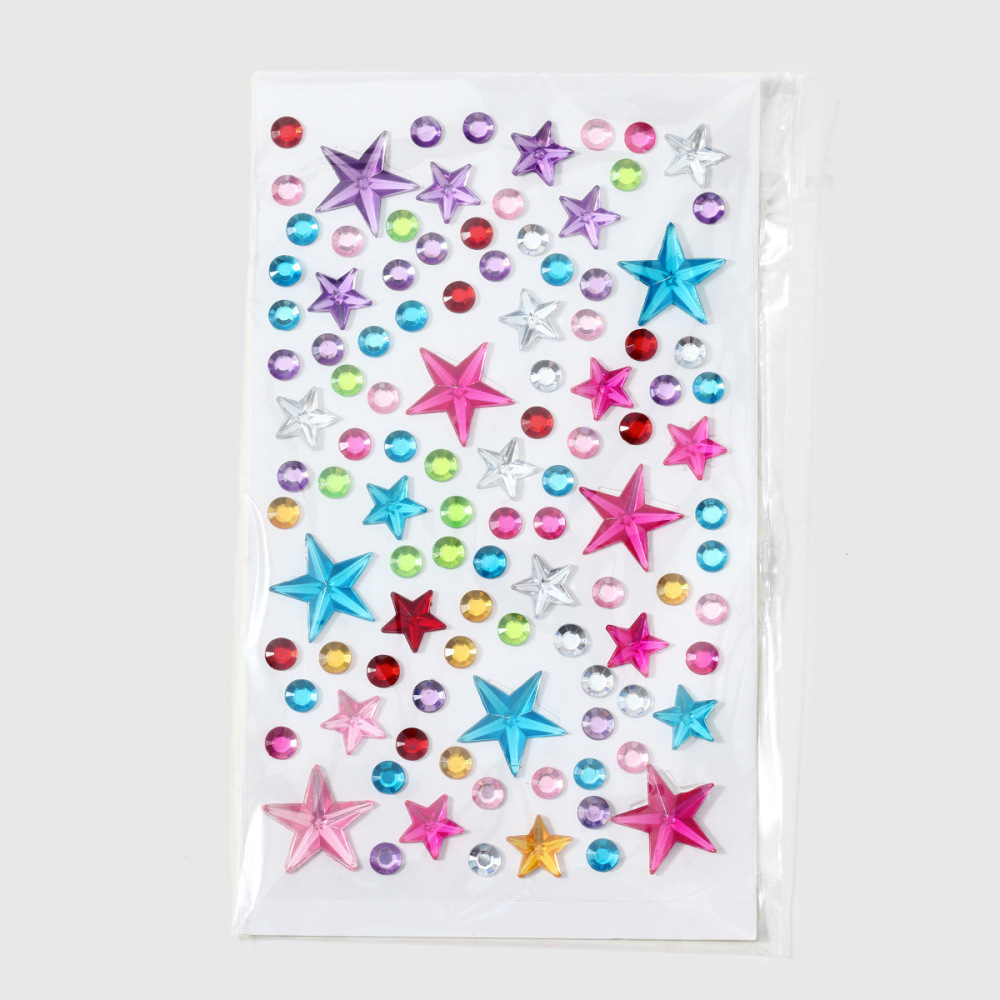 Simple Series Daily Flower Heart Star Acrylic Packing Paper Rhinestone Stickers