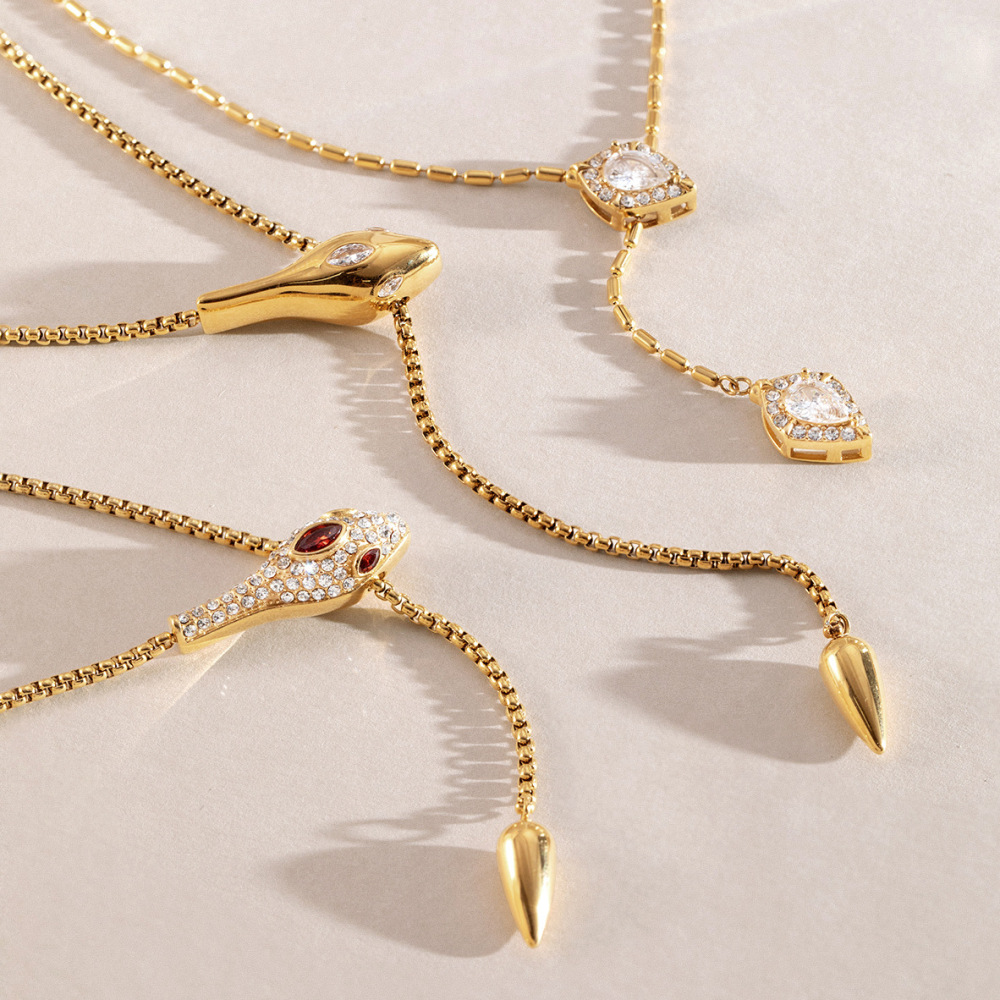 Luxurious Series Daily Snake Stainless Steel Waterproof   Gold Color  Women's Chain Necklaces Picture2
