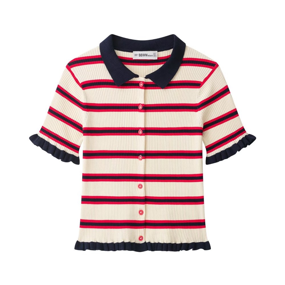 Casual Stripes Straight Knit Cardigan