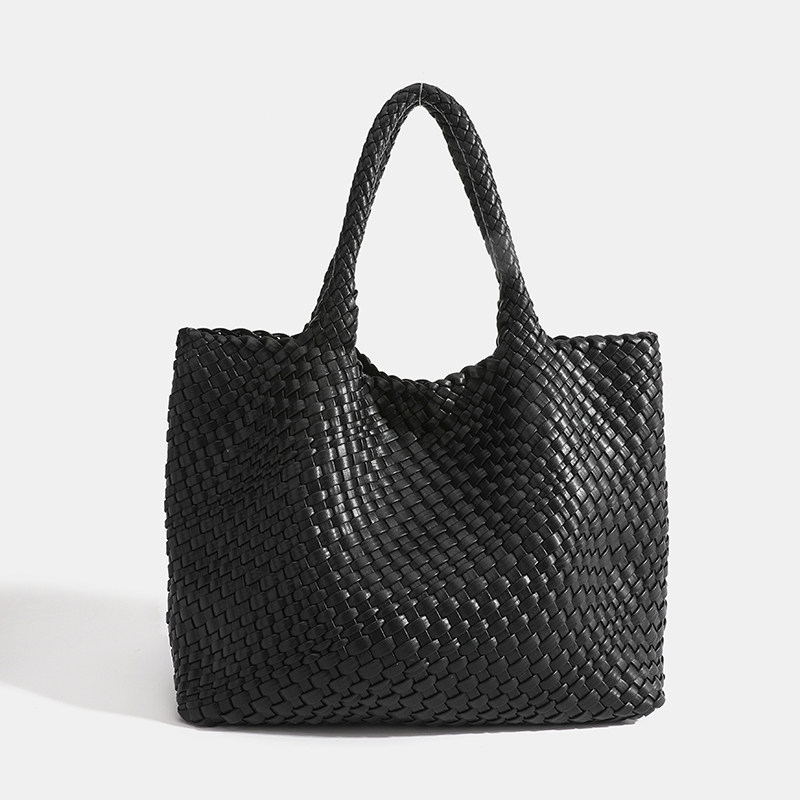 Casual Style Woven Solid Color Woven Premium Quality Pu Women's Square Tote Bags