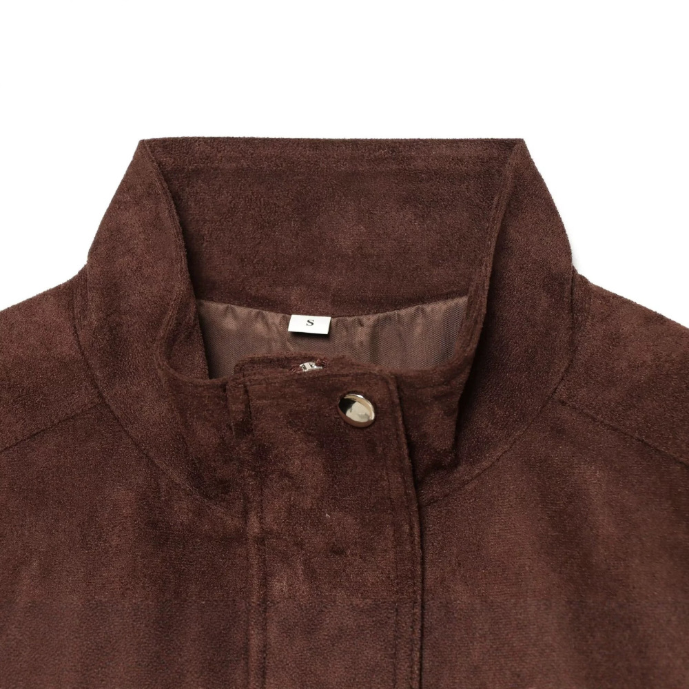 Retro Solid Color Tie-Up Straight  Jackets & Coats Picture4