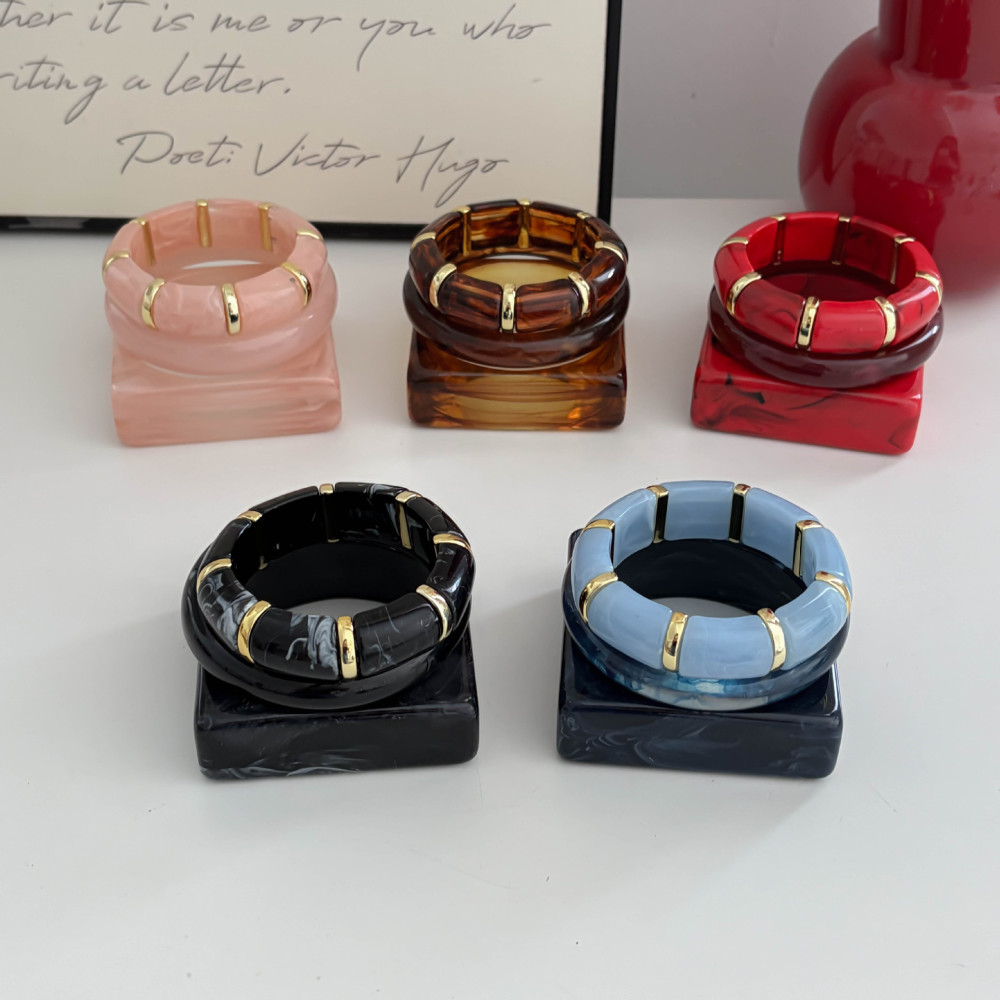 Beads Gradient Color Resin Ccb Women's Bracelets Sets Picture3