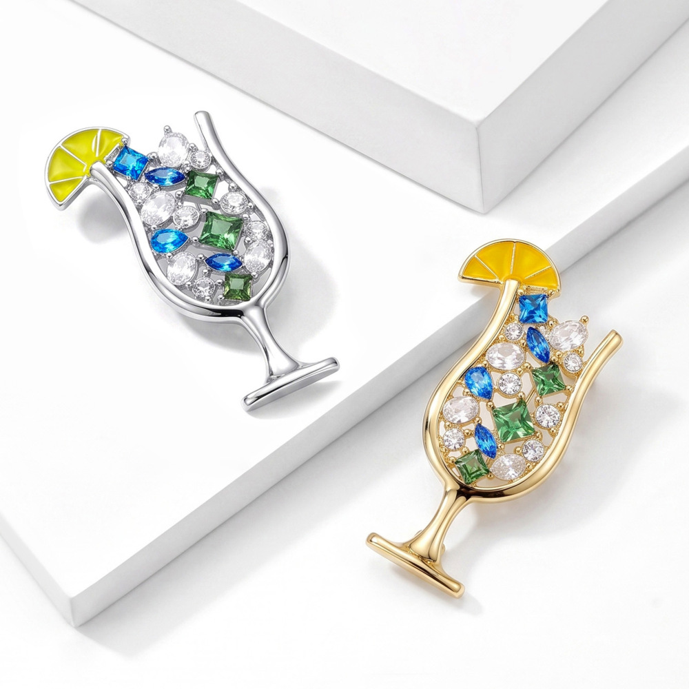 Luxurious Series Daily Mixed Color Food Metal Rhinestone Brooches Picture2