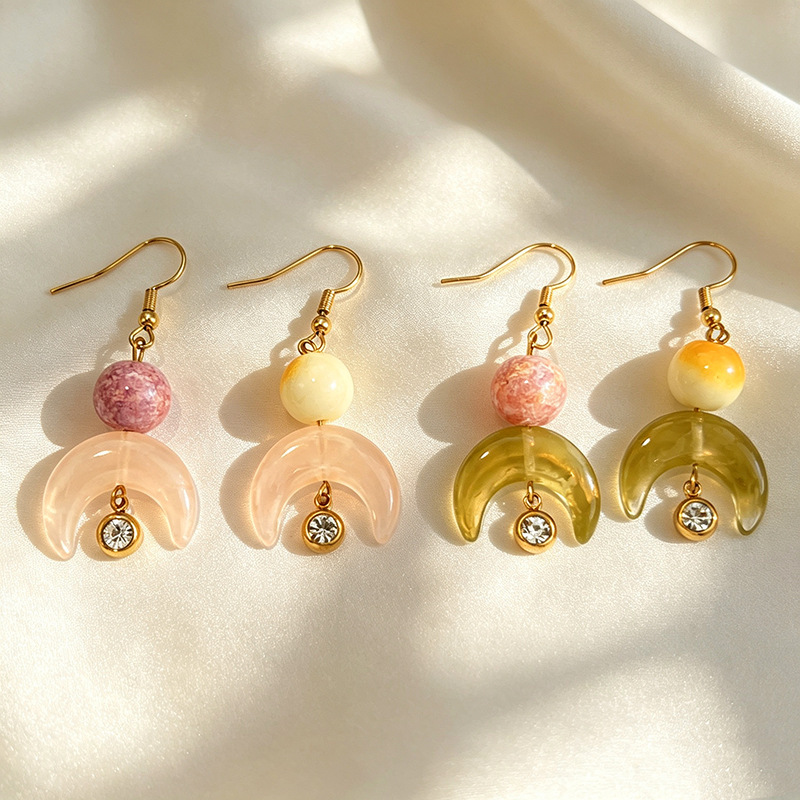 Romantic Series Diy Irregular Shape Stainless Steel Waterproof Gold Color Dangle Earrings h5Picture3