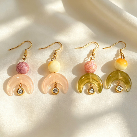 Romantic Series Diy Irregular Shape Stainless Steel Waterproof Gold Color Dangle Earrings 2