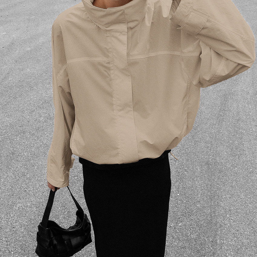 Casual Solid Color Loose Fit Nylon Jackets & Coats h5Picture4