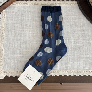 Women's Retro Paisley Pattern Polka Dots Color Clash Small Floral Mid-Calf Socks h5 