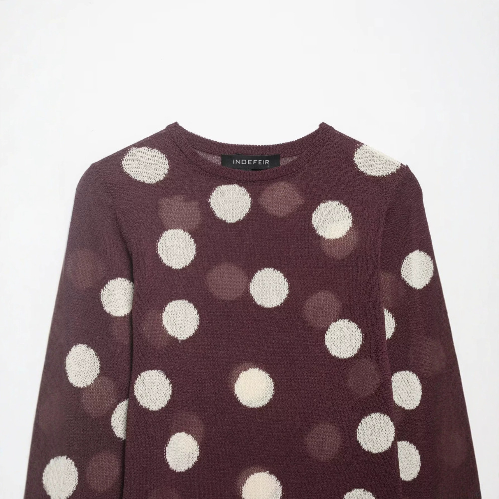 Retro Elegant Polka Dots Sheer Slim Fit Knitted Jumper h5Picture2