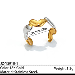 Simple Series Daily Flower Star Stainless Steel Waterproof   Gold Color  Statement Rings h5 