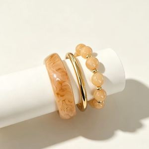 Beads Gradient Color Resin Gold Color Women's Bracelets Sets h5