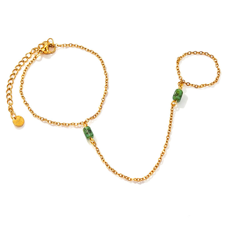 Ethnic Series Ethnic Irregular Shape Stainless Steel Waterproof   Gold Color  Women's Hand Chain Picture5