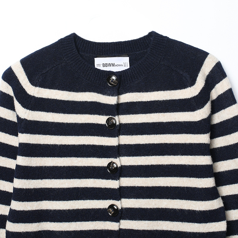 Casual Stripes Button Straight Knit Cardigan h5Picture4