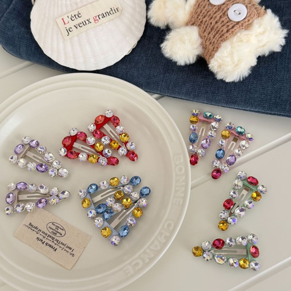 Luxurious Series Retro Mixed Color Triangle Rhinestone Rhinestone Hair Clips Picture3