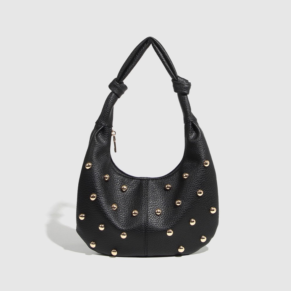 Casual Style Metal Hardware Studded Solid Color Rivet Pu Women's Underarm Shoulder Bags h5Picture2