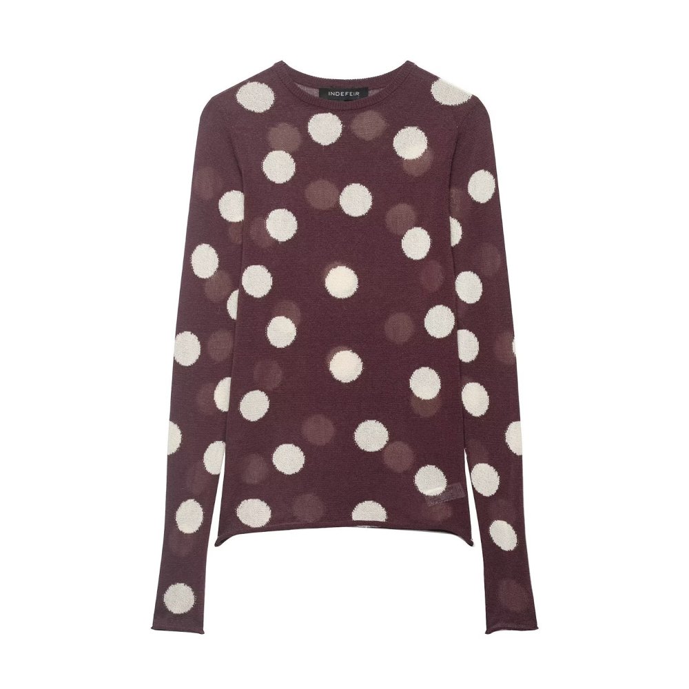 Retro Elegant Polka Dots Sheer Slim Fit Knitted Jumper