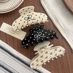Simple Series Sweet Bow Knot Polka Dots Acetate Rhinestone Hair Clips h5 Afbeelding2
