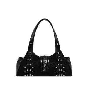 Streetwear Style Studded Leopard Print Rivet Pu Women's Square Shoulder Bags h5