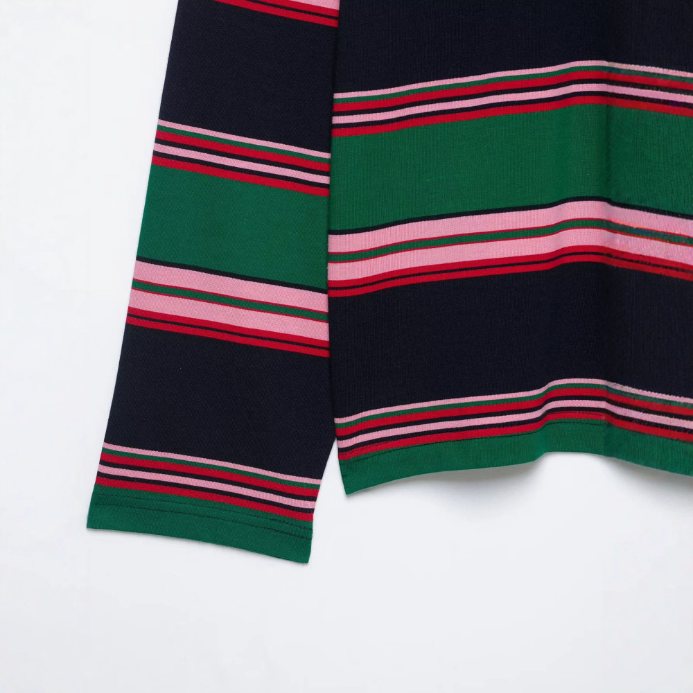 Retro Stripes Loose Fit Long Sleeve Tops h5Picture4