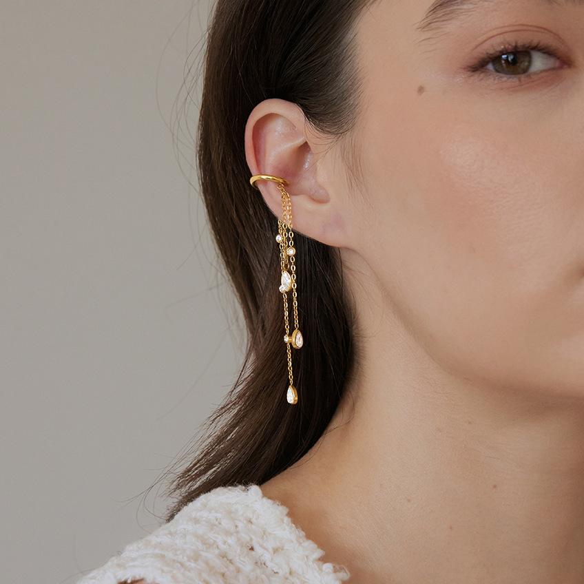 Simple Series Elegant Tassel Chain Stainless Steel Waterproof Gold Color Women's Dangle Earrings Picture3