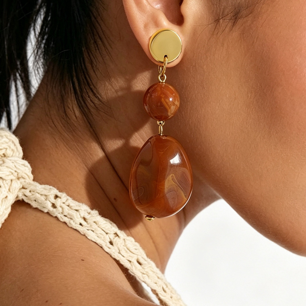 Classic Series Retro Beads Resin Women's Dangle Earrings h5Picture2