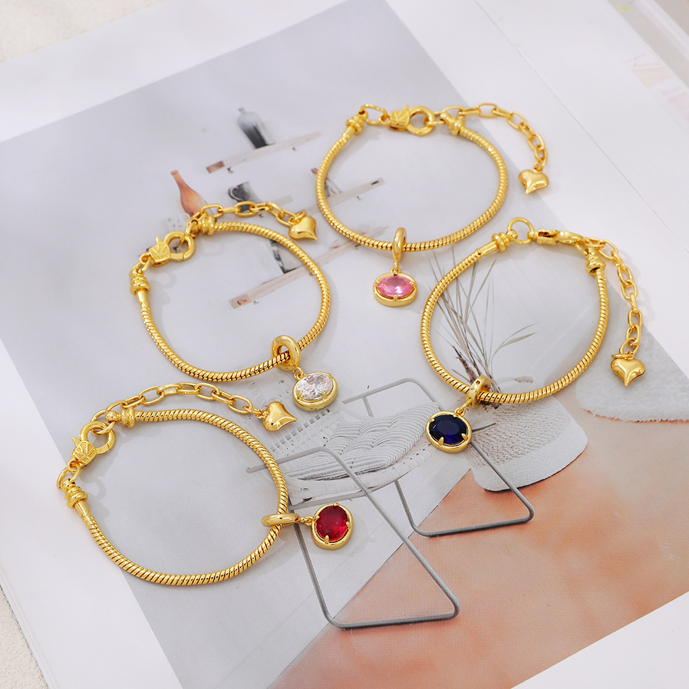Simple Series Elegant Circle Copper   Gold Color  Zircon Women's Charm Bracelets Picture3