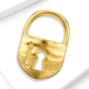 Simple Series Daily Solid Color Lock Metal Brooches h5 Picture2