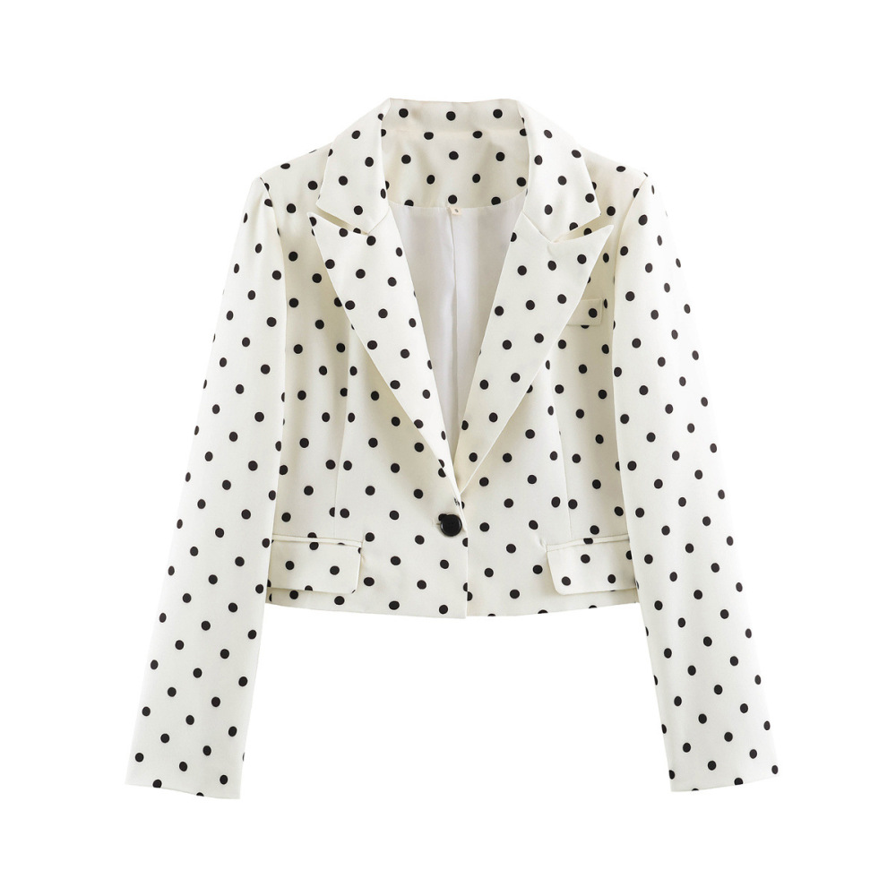 Elegant Polka Dots Button Slim Fit Jackets & Coats