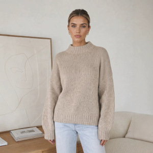 Basic Solid Color Loose Fit Knitted Jumper h5 Picture4