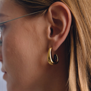 Simple Series Retro Irregular Shape Gradient Color Stainless Steel Waterproof Gold Color Women's Stud Earrings h5 Picture2