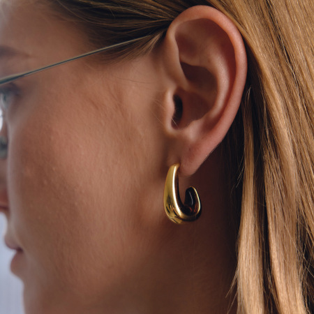 Simple Series Retro Ohrstecker Für Damen In Unregelmäßiger Form Mit Farbverlauf, Aus Wasserfestem Edelstahl In Goldfarbe 2