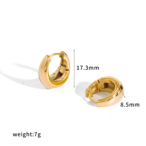 Casual Stainless Steel Waterproof Gold Color Women's Hoop Earrings h5