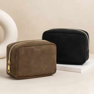 Simple Solid Color Suede Women's Makeup Bags h5 Picture2