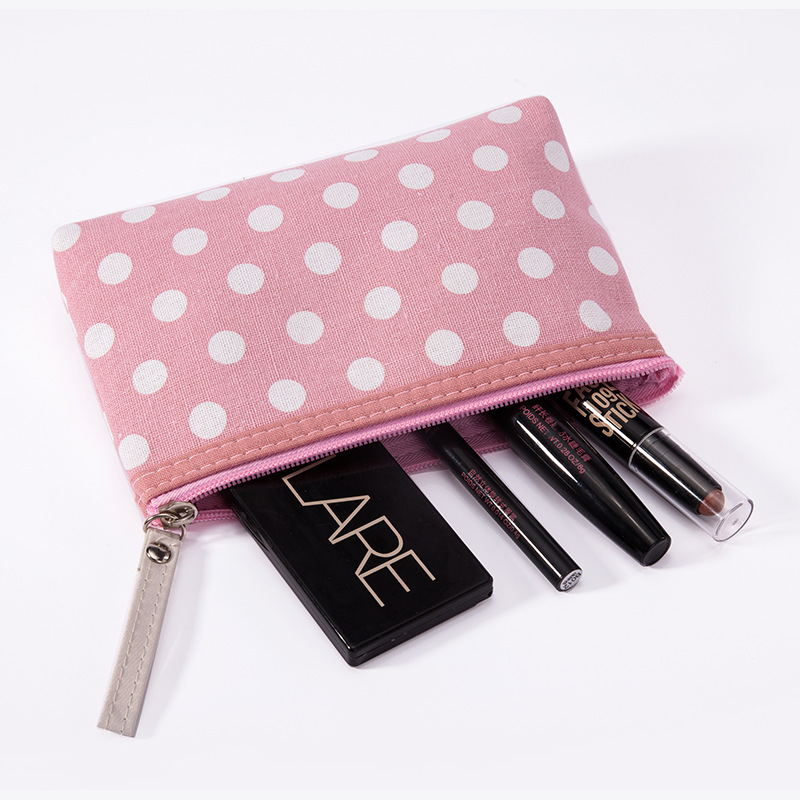 Simple Series Daily Solid Color Polka Dots Polyester Makeup Bags h5Picture3