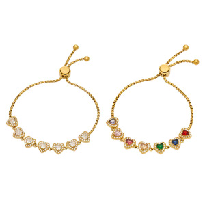 Luxurious Series Elegant Heart Patchwork Stainless Steel Waterproof Gold Color Zircon Women's Chain Bracelets h5 Picture5