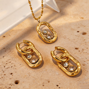 Romantic Series Sexy Droplet Stainless Steel Waterproof Gold Color Women's Jewelry Sets h5 Picture2