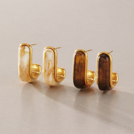 Ohrstecker Für Damen, Goldfarben, Aus Wasserfestem Edelstahl Mit Farbverlauf.