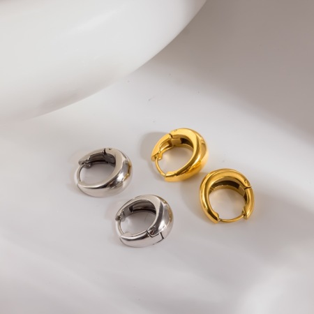 Orecchini A Cerchio Da Donna Casual In Acciaio Inossidabile Impermeabile Color Oro