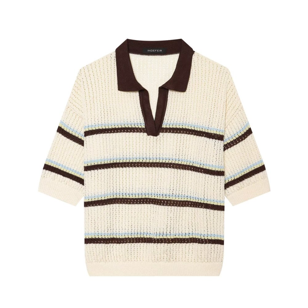 Urban/Office Stripes Cutout Regular Knitted Jumper