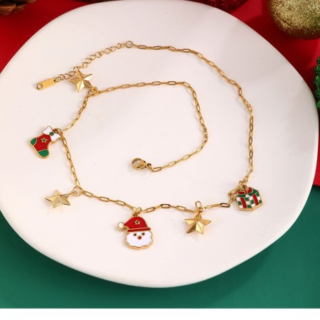 Romantische Serie: Niedliche Weihnachtsstern-Halskette Aus Edelstahl, Wasserdicht, Goldfarben, Mit Anhänger Für Damen 2