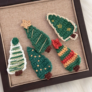 Simple Series Cute Christmas Plant Woven Cotton Hair Clips h5 Picture2