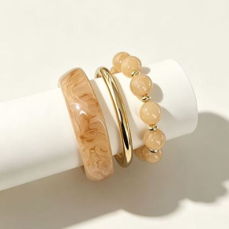 Kralenarmbandensets Van Goudkleurige Hars Met Kleurverloop Voor Dames 2