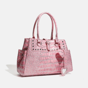 Y2K Style Metal Hardware Studded Heart Solid Color Rivet Pu Women's Square Handbags h5 Picture2