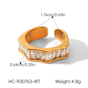 Luxurious Series Daily Irregular Shape Heart Stainless Steel Waterproof   Gold Color  Zircon Women's Gemstone Rings h5 Picture2