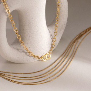 Simple Series Daily Chain Stainless Steel Waterproof Gold Color Women's Chain Necklaces h5 Picture3