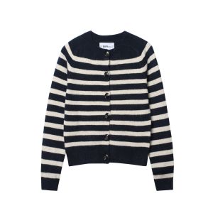 Casual Stripes Button Straight Knit Cardigan h5