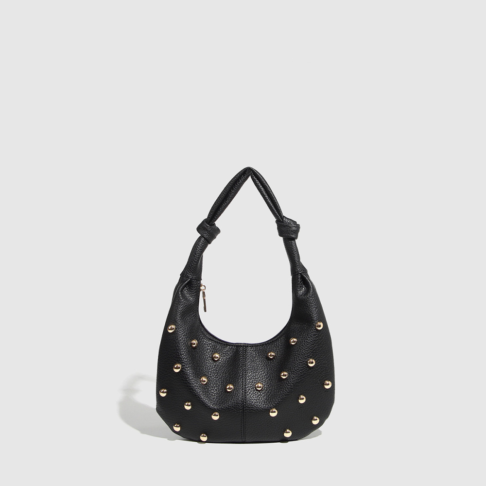 Casual Style Metal Hardware Studded Solid Color Rivet Pu Women's Underarm Shoulder Bags