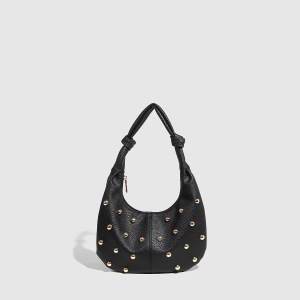 Casual Style Metal Hardware Studded Solid Color Rivet Pu Women's Underarm Shoulder Bags h5