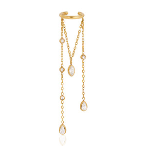 Simple Series Elegant Tassel Chain Stainless Steel Waterproof Gold Color Women's Dangle Earrings h5 Picture5