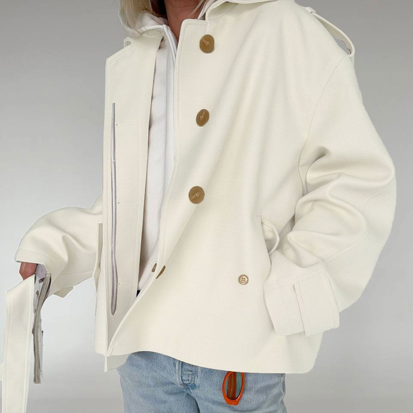 Casual Solid Color Tie-Up Regular Jackets & Coats Picture3